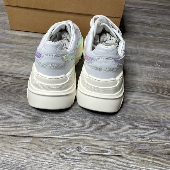 Joshua Sanders Women's White/Metallic Holo Stripe Zenith Bit Sneaker sz 41/US 11 - Picture 4 of 6